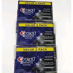 6x Crest 3D White Advanced Charcoal Toothpaste Remove Up To 90% Stain 2.4oz